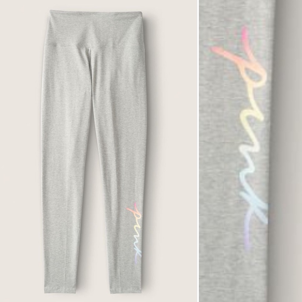 NEW Victoria’s Secret VS PINK cotton high waist legging with rainbow logo